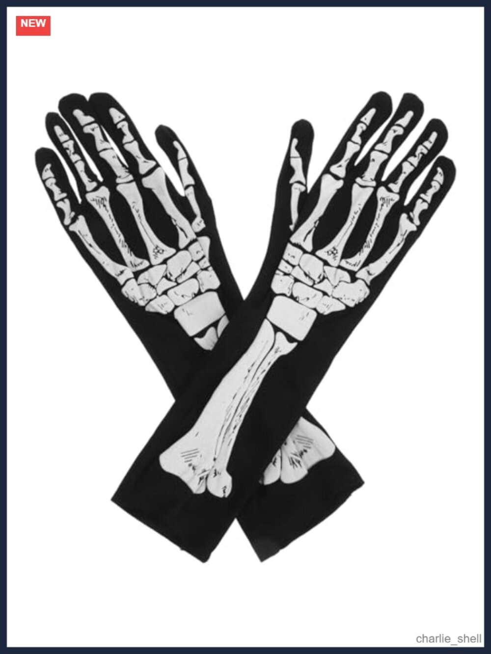 Skeleton Gloves Full-Finger Skull Design Unisex Halloween Costume Accessory
